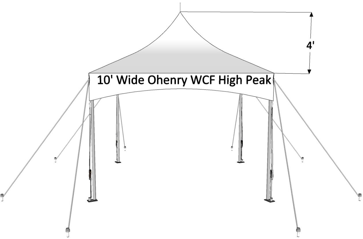 10x10 frame tent side view